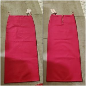 Hot Pink Bandage Midi Skirt NEW with tags